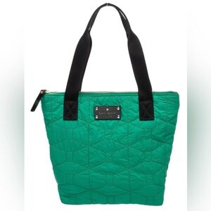 Vibrant Emerald Green Quilted Tote with Black Straps..extra specialKateSpade bag